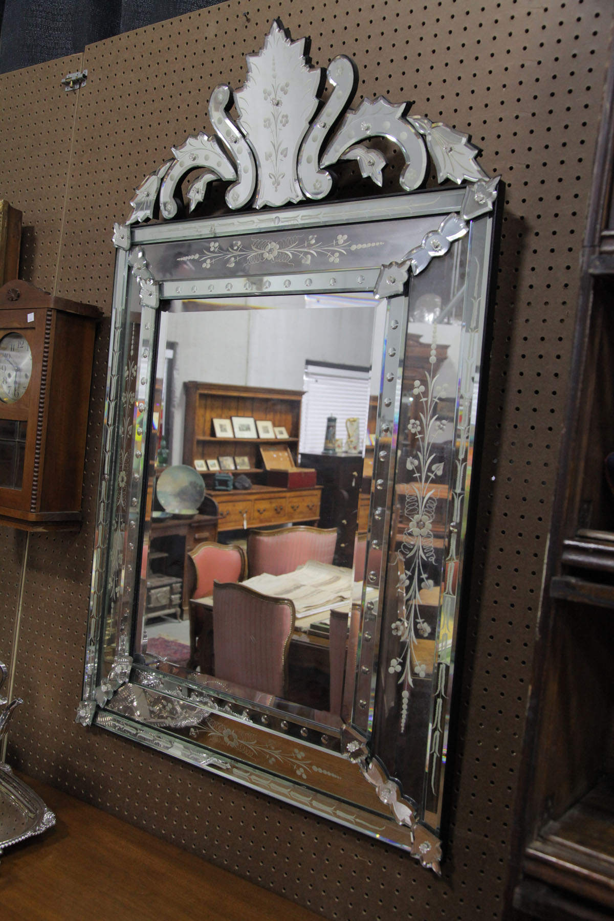 ETCHED MIRROR.  20th century.