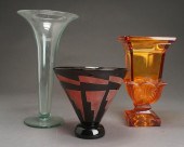 ETCHED RED ART GLASS BOWL, SIG