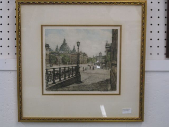 Etching Berlin Street Scene