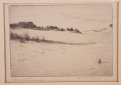 ETCHING, FLORIDA BEACH SCENE,
