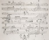 Etching in black on white wove