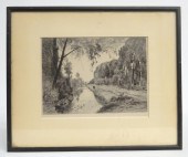 Etching landscape signed ''Max