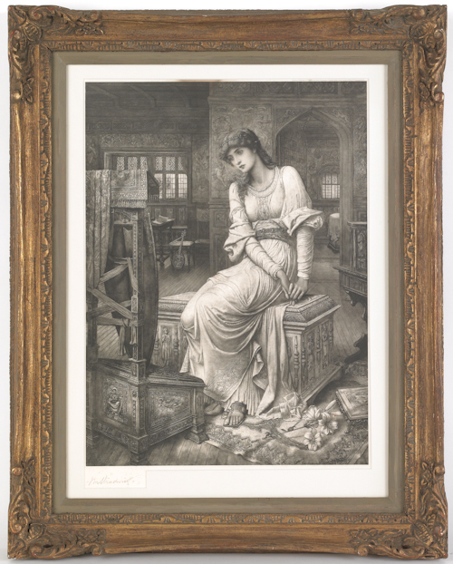 Etching of a woman signed