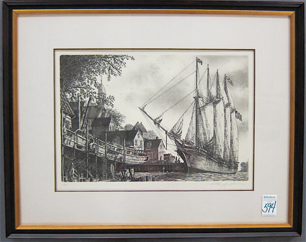 ETCHING ON PAPER DEPICTING A