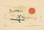 ETCHING, RED SUN, BY MAX PAPAR