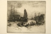ETCHING - Tall Ship arriving a