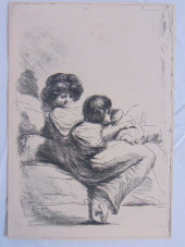 ETCHING, WOMAN & YOUNG BOY, DO