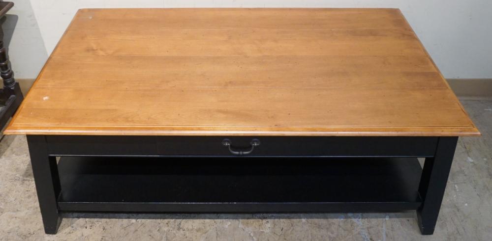 ETHAN ALLEN EBONIZED BASE FRUITWOOD