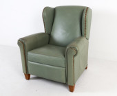 ETHAN ALLEN LEATHER WING BACK