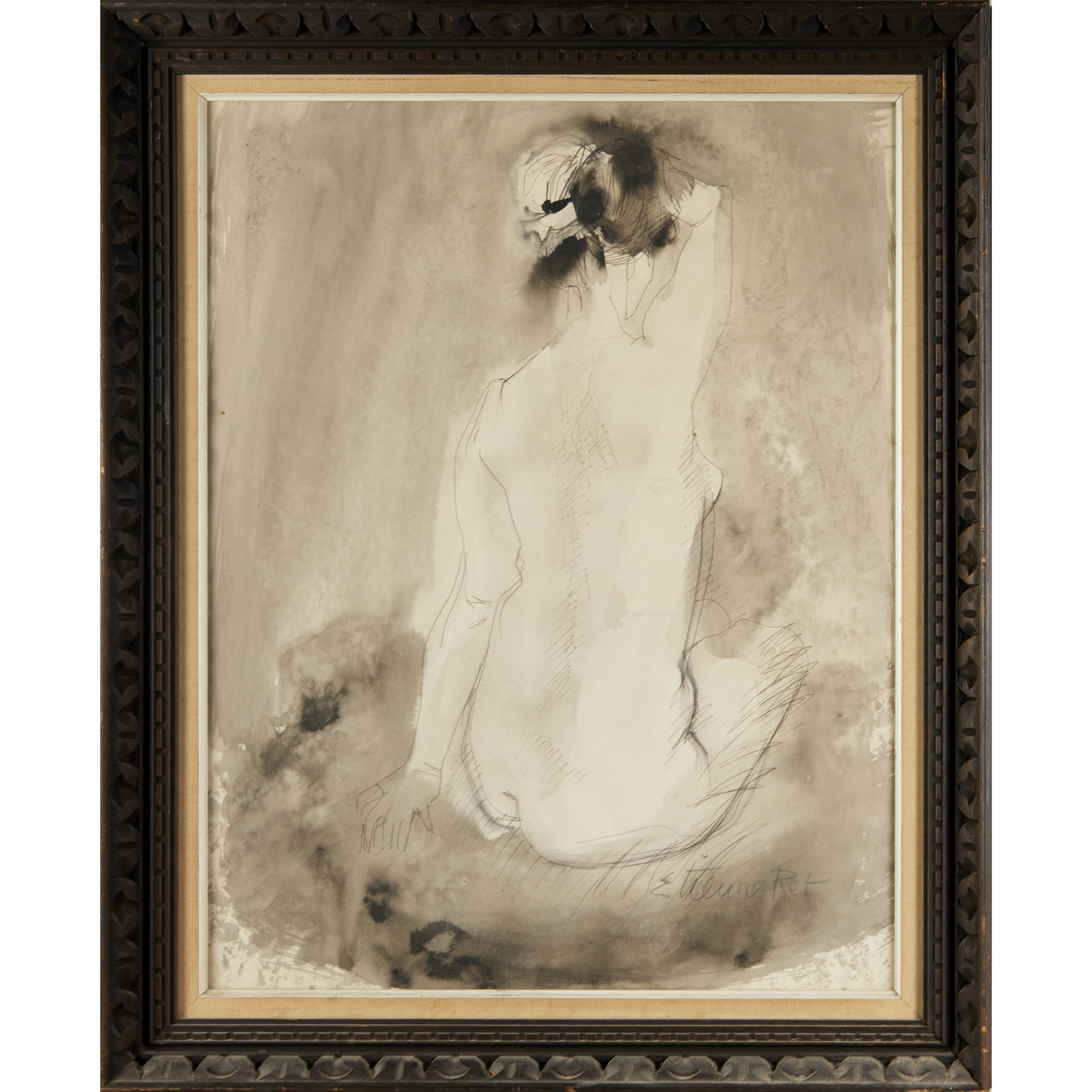 ETIENNE RET, INK AND WASH DRAWING