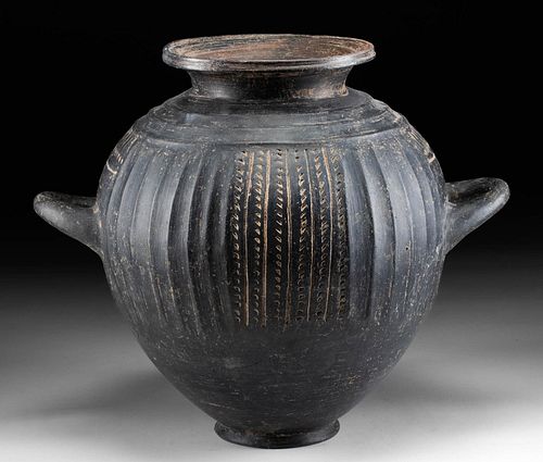 ETRUSCAN BLACKWARE STAMNOS W/