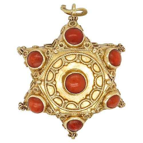 ETRUSCAN CORAL FOB 18K GOLD