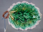 Etruscan  majolica leaf dish,