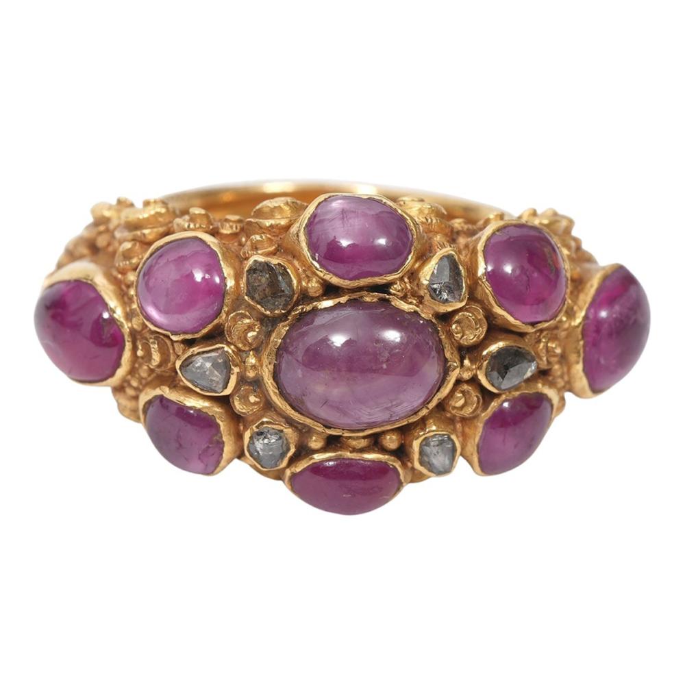 ETRUSCAN REVIVAL STYLE RUBY & 22K