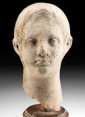 ETRUSCAN TERRACOTTA HEAD OF A