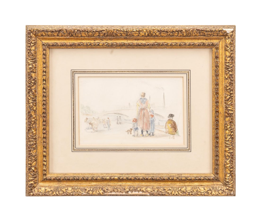 EUGENE BOUDIN FIGURAL WATERCOLOR