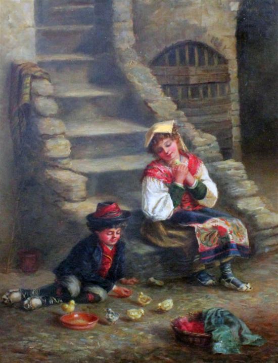 Eugene de Blas (19th C.) oil on