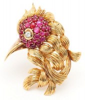 EUROPEAN 18K RUBY & DIAMOND BI