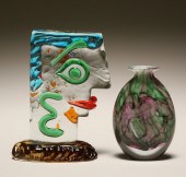 European art glass vase and sc