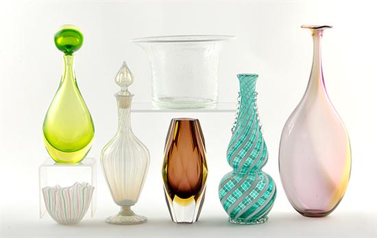 European art glass vases bowls