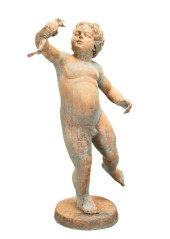 EUROPEAN BOY AND FROG BRONZE F