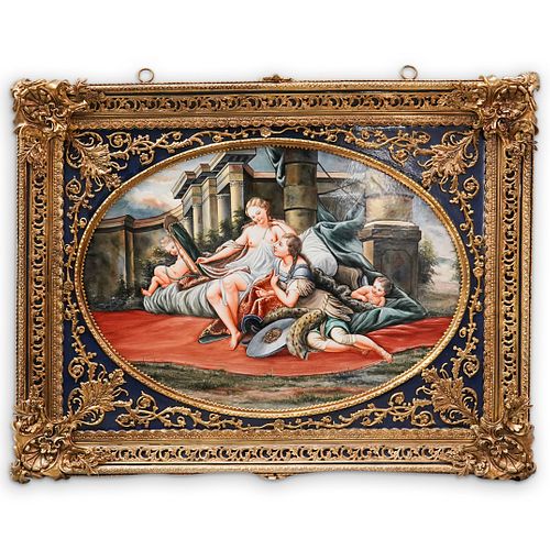 EUROPEAN BRONZE FRAMED PORCELAIN