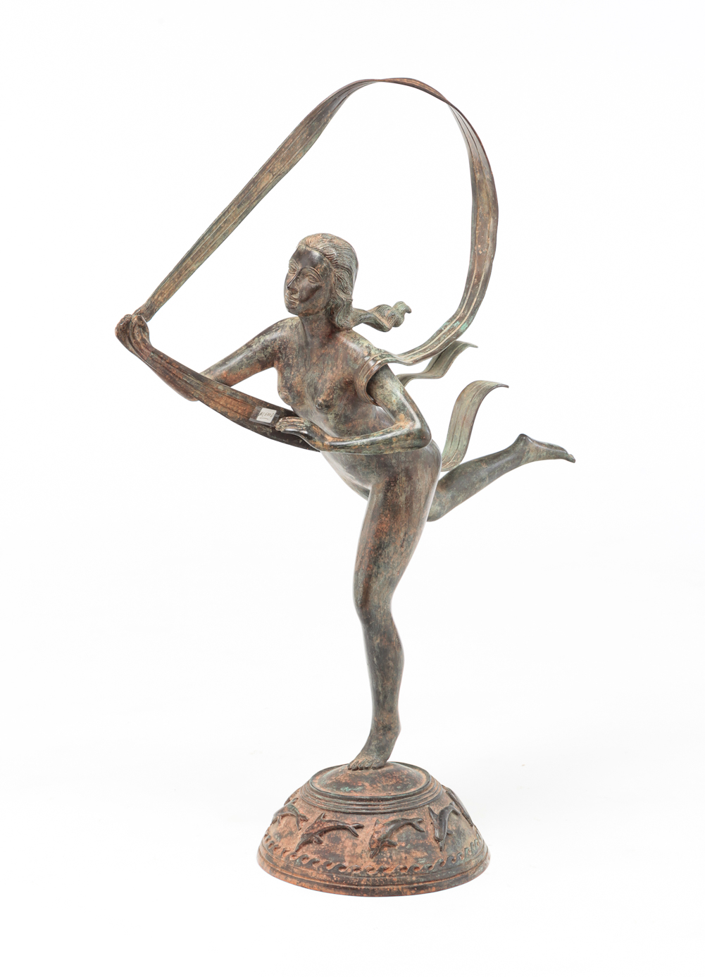 EUROPEAN BRONZE OF A WATER NYMPH.