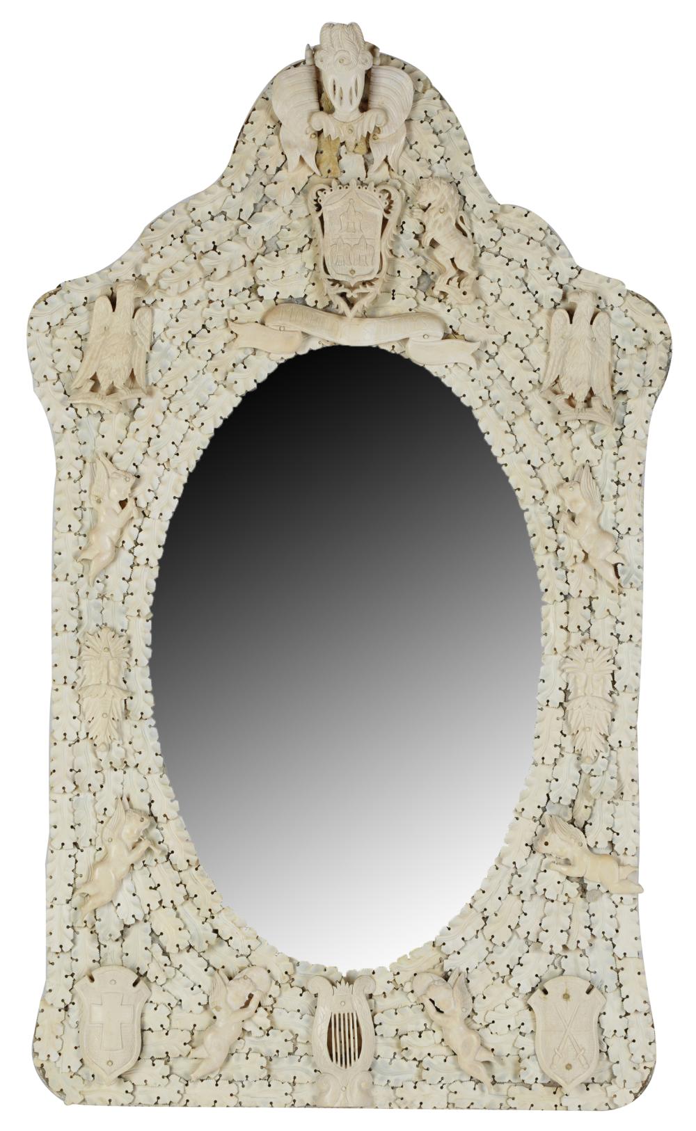 EUROPEAN CARVED BONE WALL MIRRORthe
