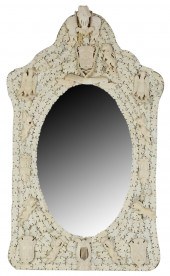 EUROPEAN CARVED BONE WALL MIRR
