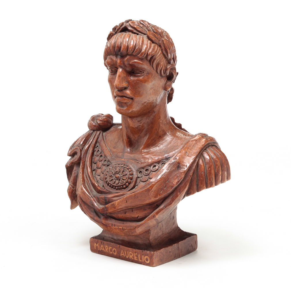 EUROPEAN CARVED BUST OF MARCO