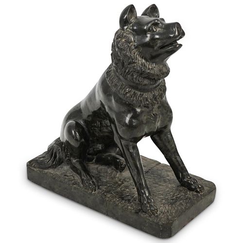 EUROPEAN CARVED MARBLE DOG