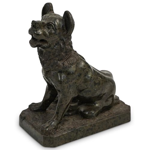 EUROPEAN CARVED MARBLE DOG