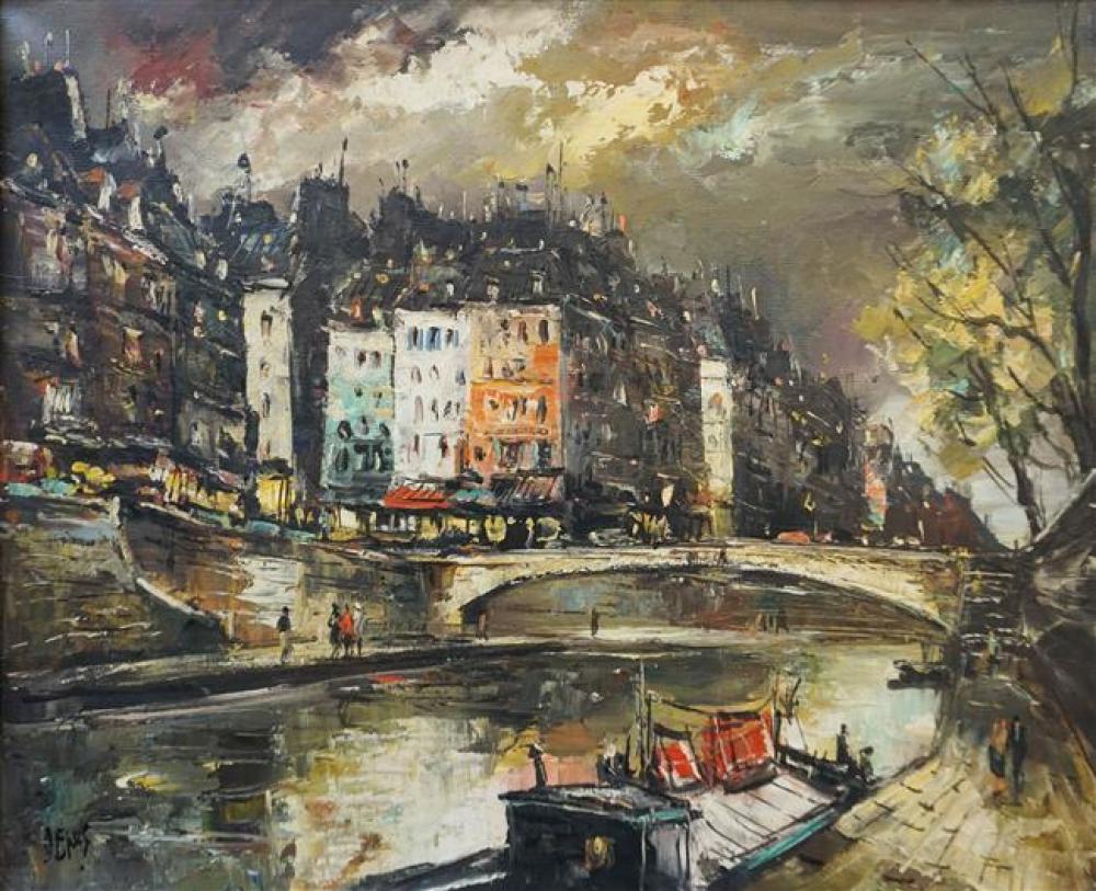 EUROPEAN CITY SCENE, OIL ON CANVAS,