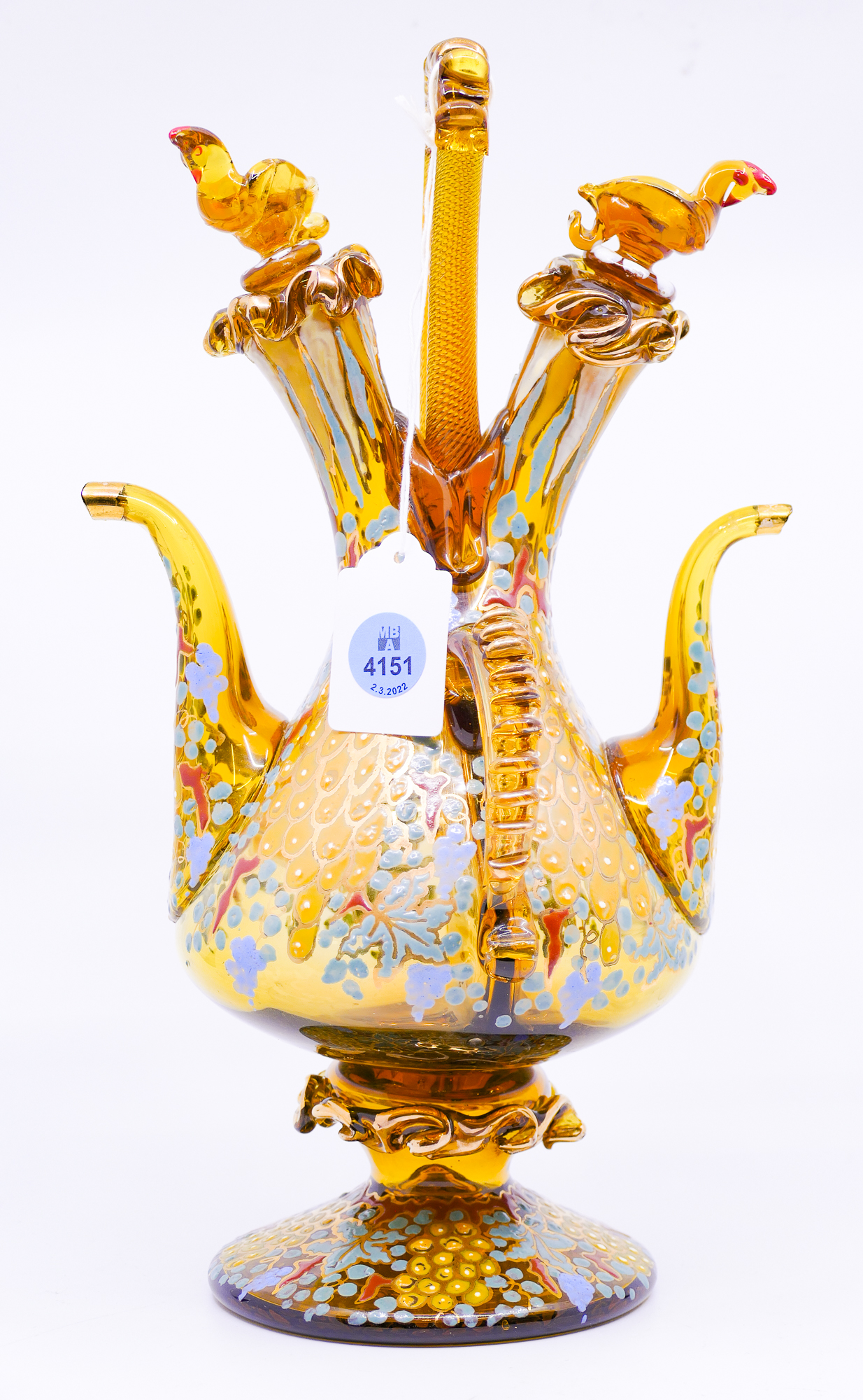 European Enameled Amber Glass Oil