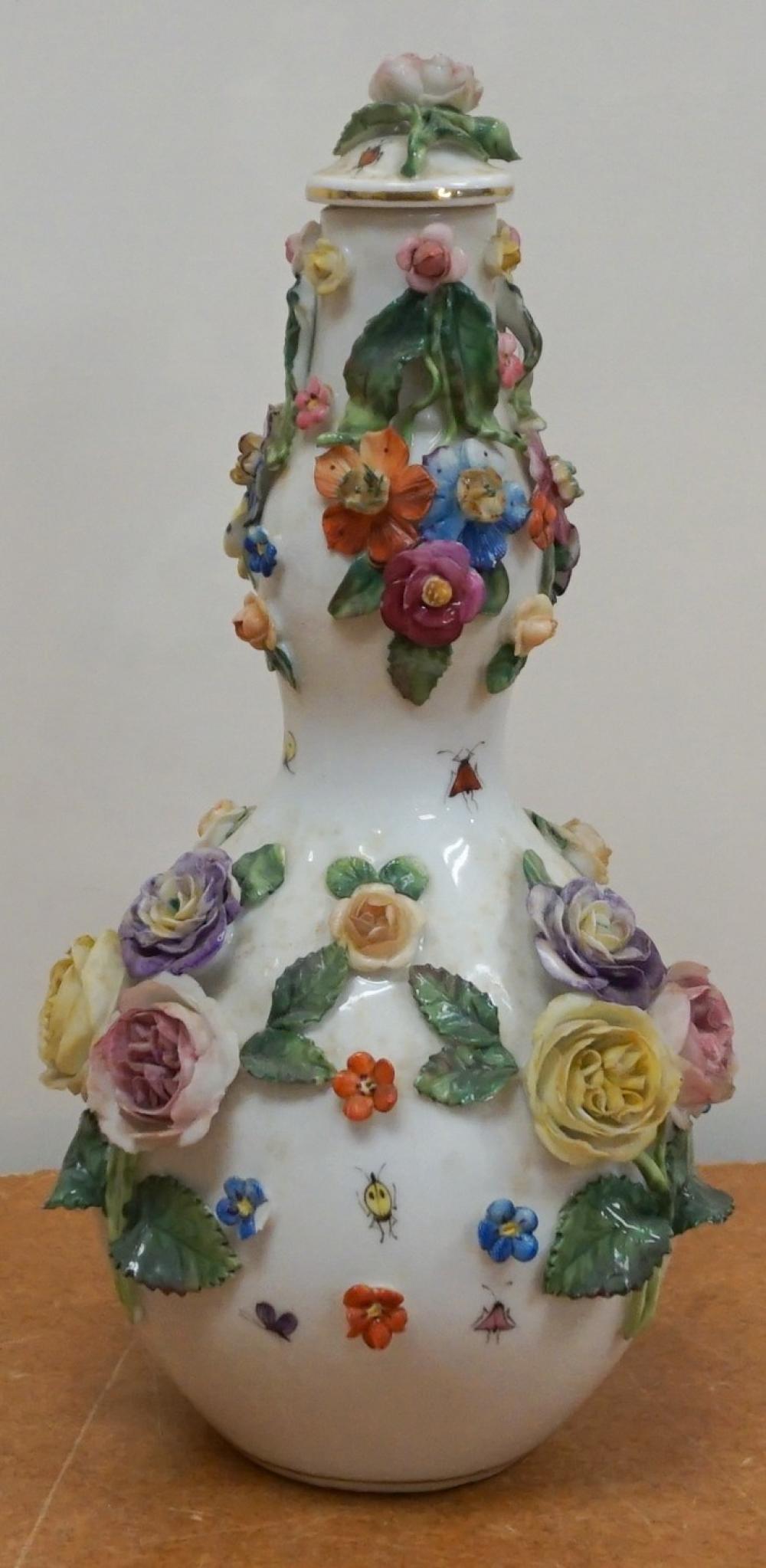 EUROPEAN FLORAL ENCRUSTED PORCELAIN