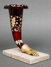 EUROPEAN GLASS RHYTON VASE WIT
