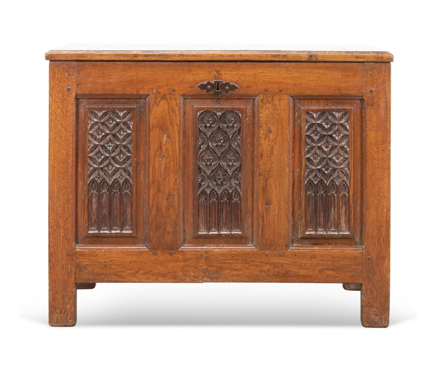 EUROPEAN GOTHIC REVIVAL OAK COFFER,