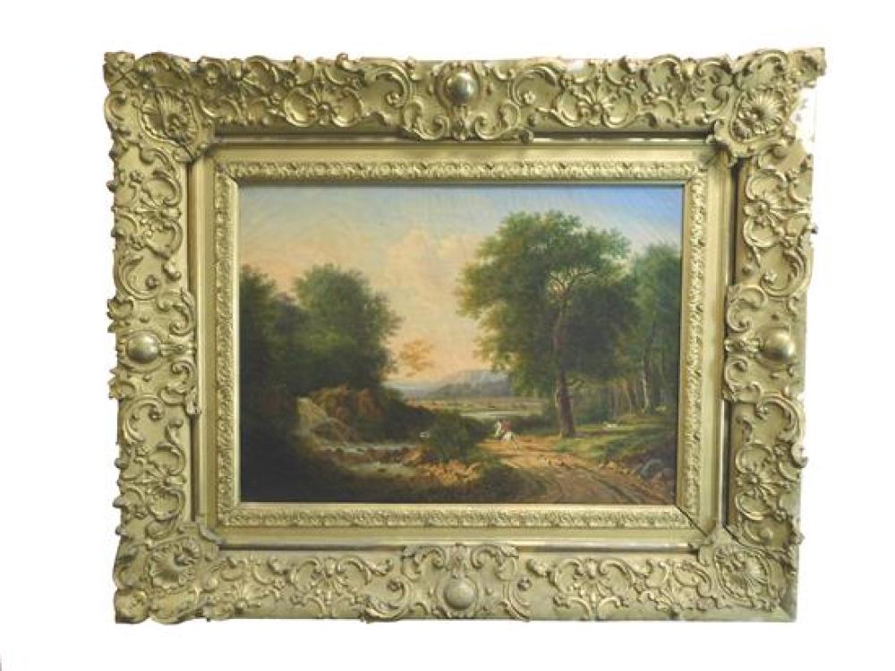 EUROPEAN HUNT SCENE, 19TH C., OIL