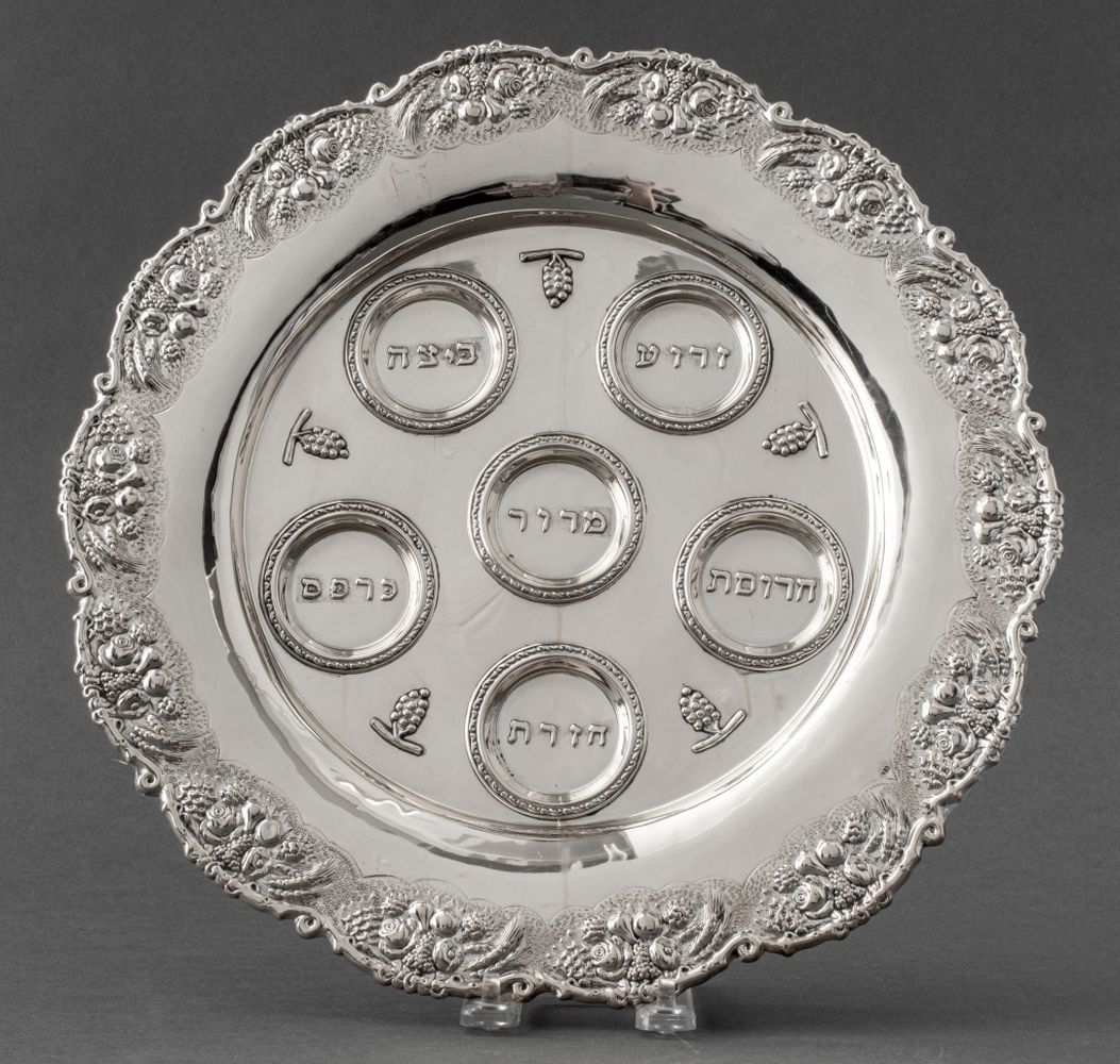 EUROPEAN JUDAICA SILVER SEDER PLATE