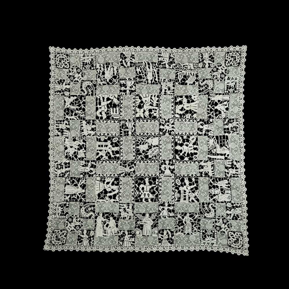 EUROPEAN NEEDLE LACE COVER 19TH