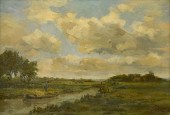 EUROPEAN OIL ON CANVAS RIVER L