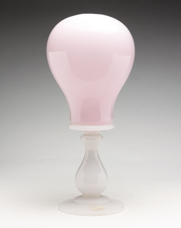 EUROPEAN OPALINE GLASS WIG STAND.