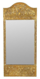 EUROPEAN REPOUSSE BRASS MIRROR