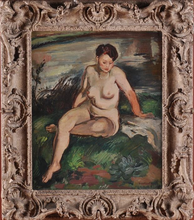 EUROPEAN SCHOOL: BAIGNEUSE Oil on