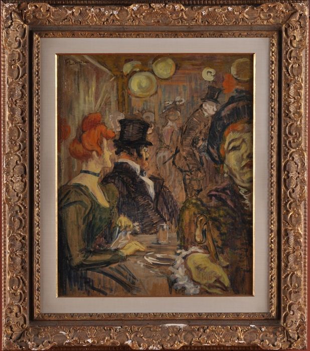 EUROPEAN SCHOOL: CAFE SCENE Oil