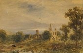EUROPEAN SCHOOL, COWS BY RUINS