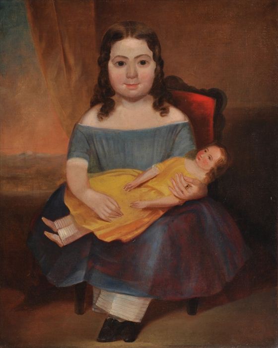 EUROPEAN SCHOOL: GIRL WITH DOLL Oil