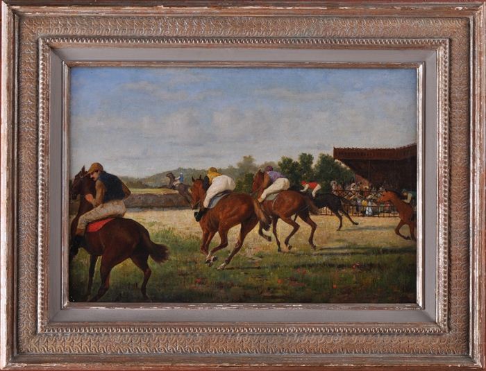 EUROPEAN SCHOOL: HORSE RACE Oil