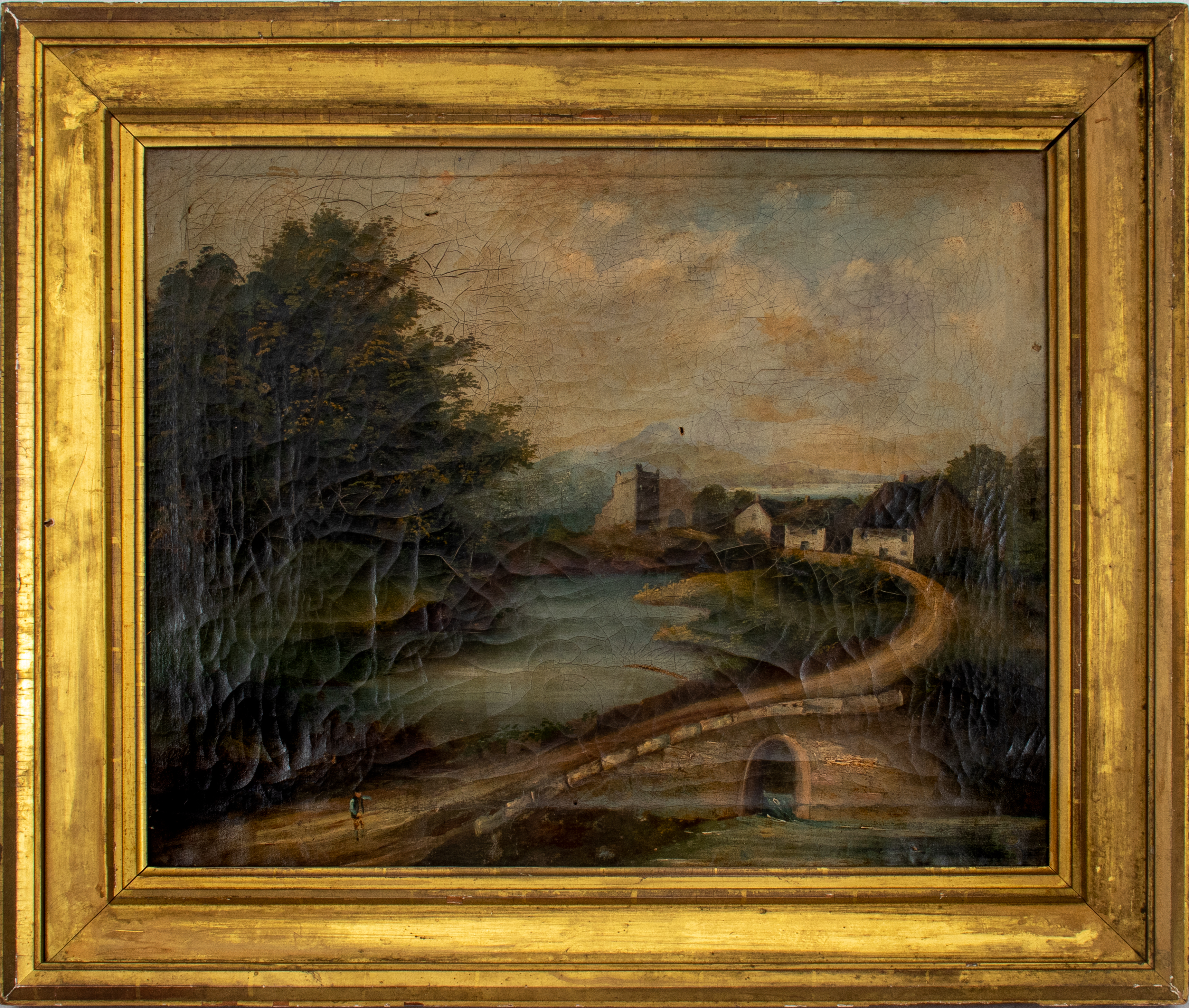 EUROPEAN SCHOOL LANDSCAPE OIL ON