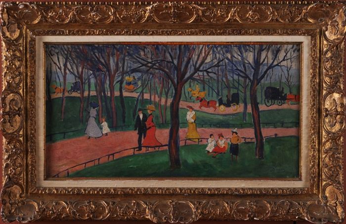 EUROPEAN SCHOOL: PARK SCENE Oil
